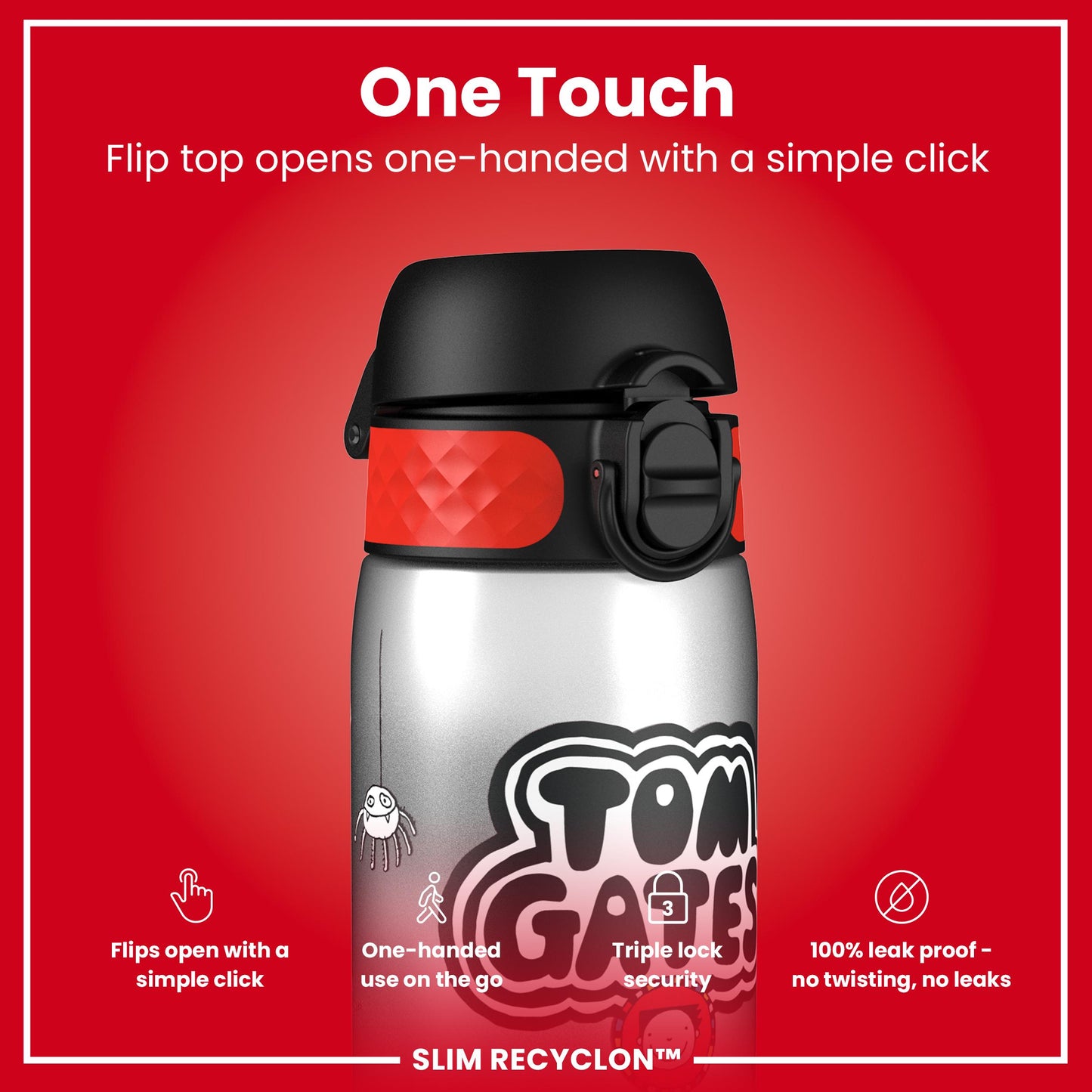 Tom Gates x Ion8 Water Bottle, Recyclon, Rockstar, 500ml (18oz)