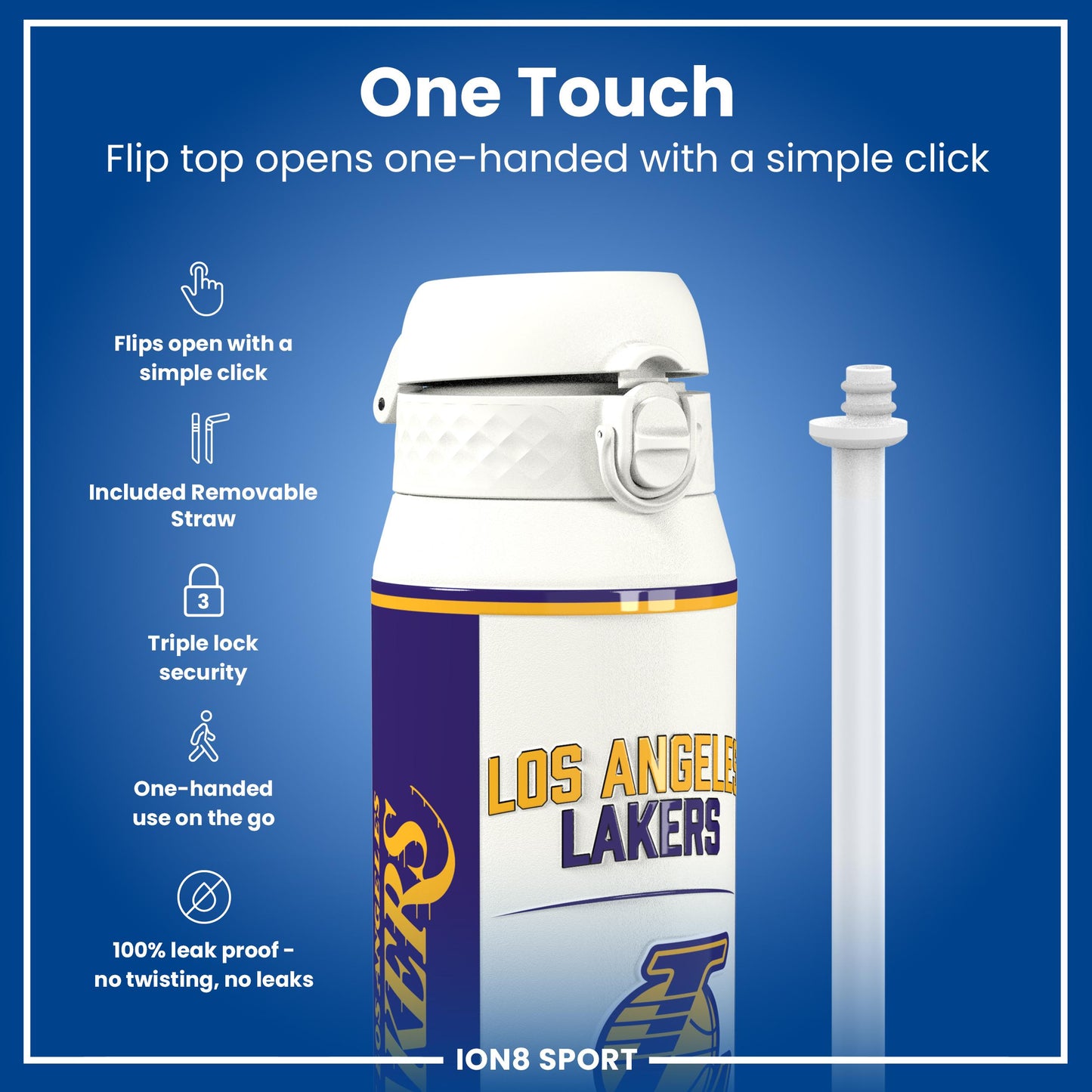 NBA x Ion8 Sports, Insulated Bottle, LA Lakers, 750ml (24oz)