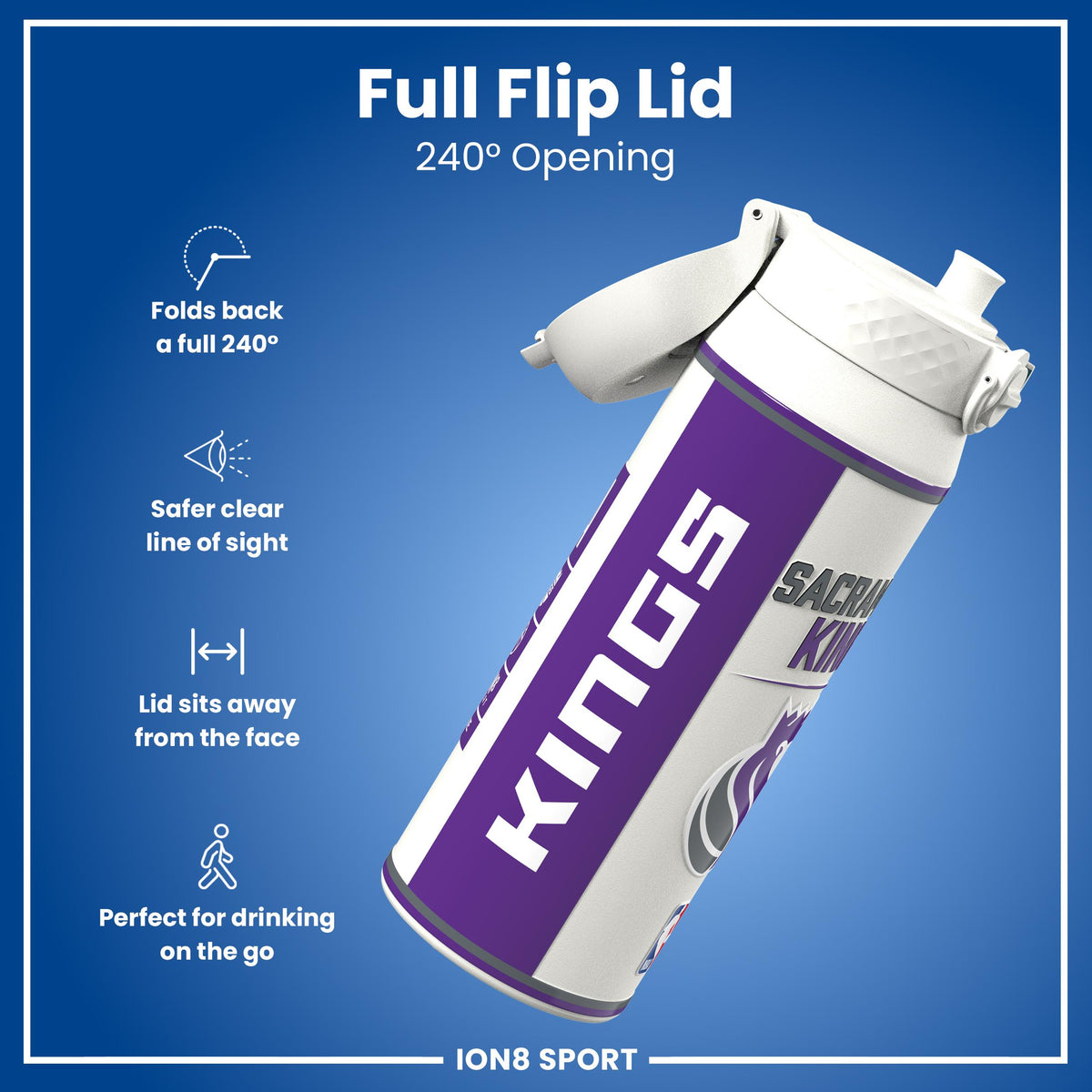 NBA x ION8, Insulated Steel Bottle, Sacramento Kings, 750ml (24oz)