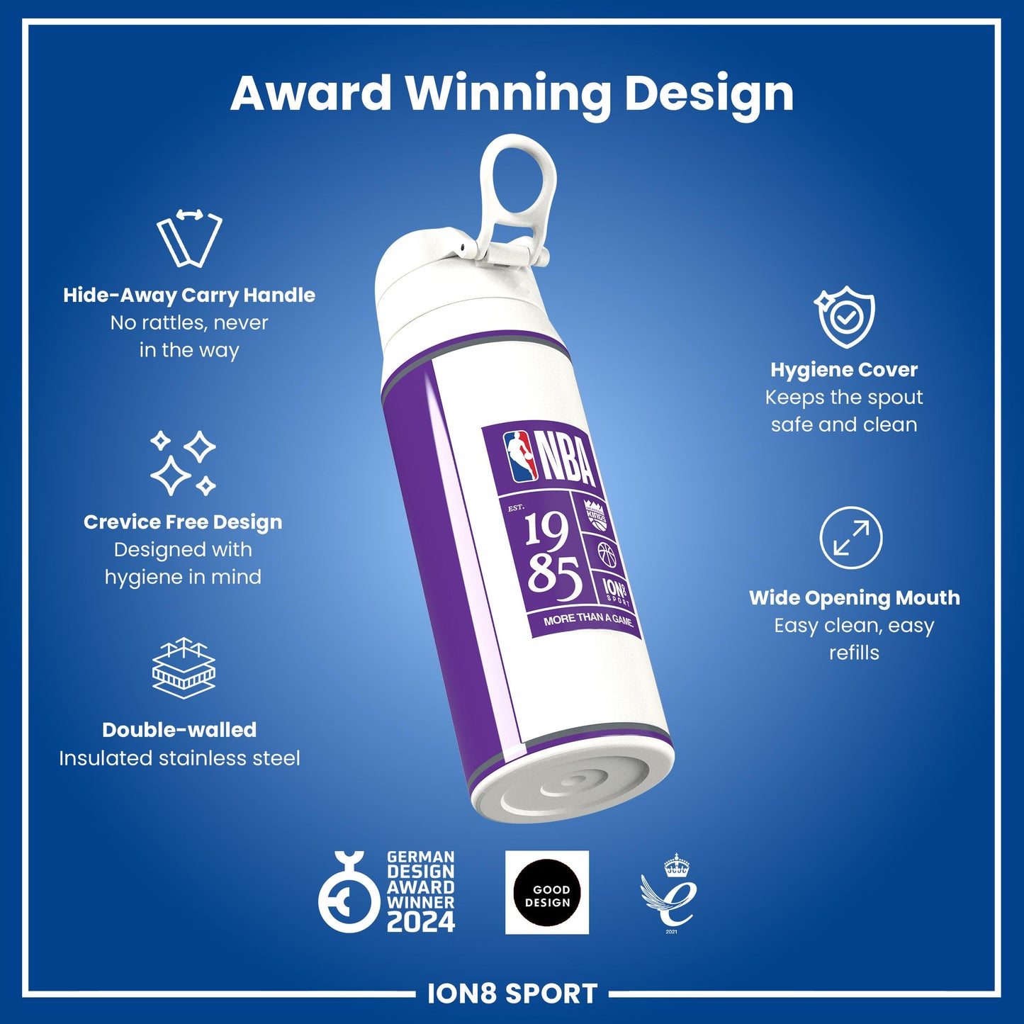 NBA x Ion8 Sports, Insulated Bottle, Sacramento Kings, 750ml (24oz)