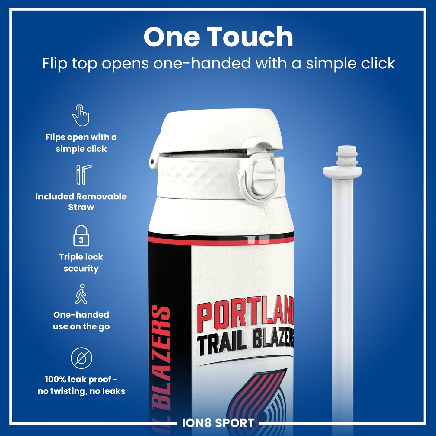 NBA x Ion8 Sports, Insulated Bottle, Portland Trailblazers, 750ml (24oz)
