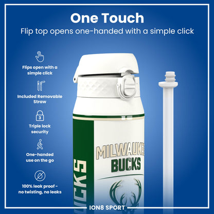 NBA x Ion8 Sports, Insulated Bottle, Milwaukee Bucks, 750ml (24oz)