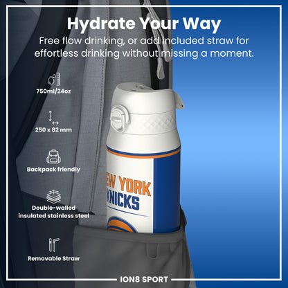 NBA x Ion8 Sports, Insulated Bottle, NY Knicks, 750ml (24oz)