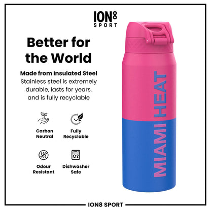 NBA x Ion8 Sports, Insulated Bottle, Miami Heat, 750ml (24oz)