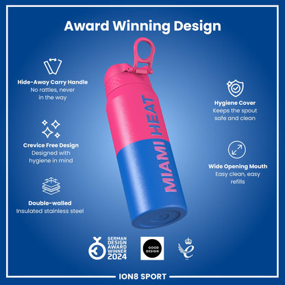 NBA x Ion8 Sports, Insulated Bottle, Miami Heat, 750ml (24oz)