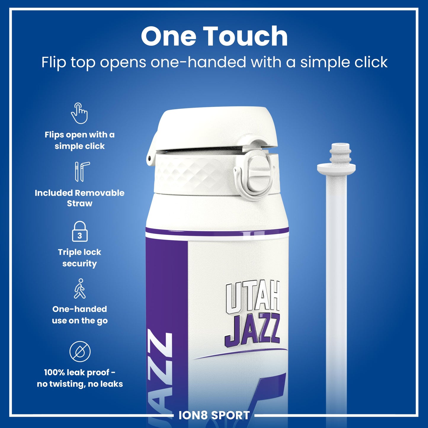 NBA x Ion8 Sports, Insulated Bottle, Utah Jazz, 750ml (24oz)