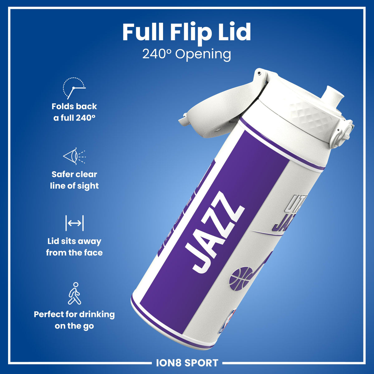 NBA x ION8, Insulated Steel Bottle, Utah Jazz, 750ml (24oz)