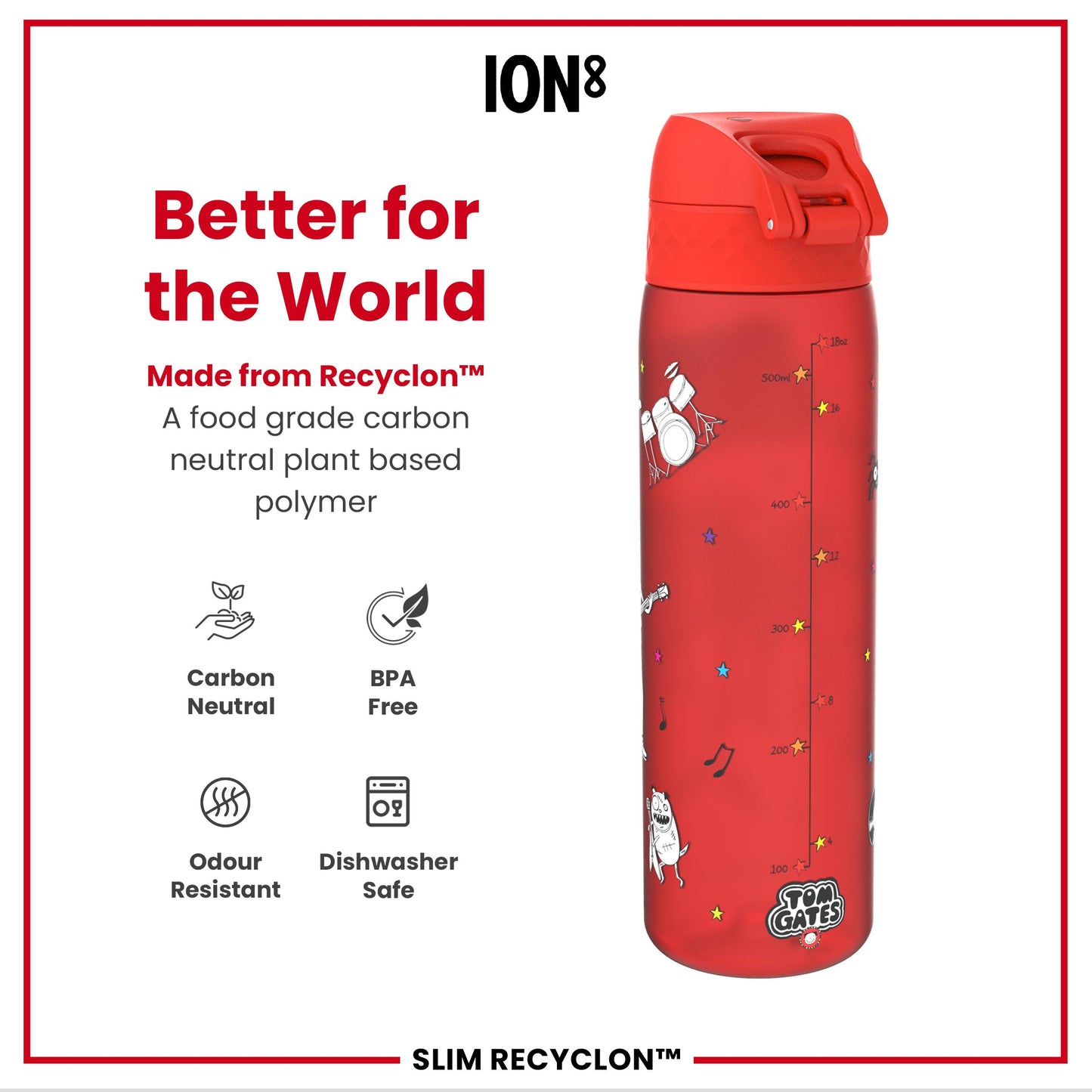 Tom Gates x Ion8 Leakproof, Recyclon, Dog Zombies, 500ml (18oz)