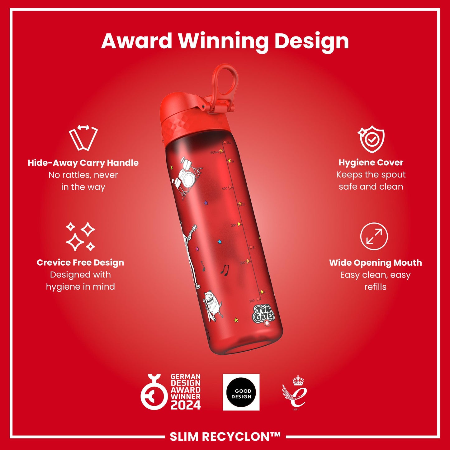 Tom Gates x Ion8 Leakproof, Recyclon, Dog Zombies, 500ml (18oz)