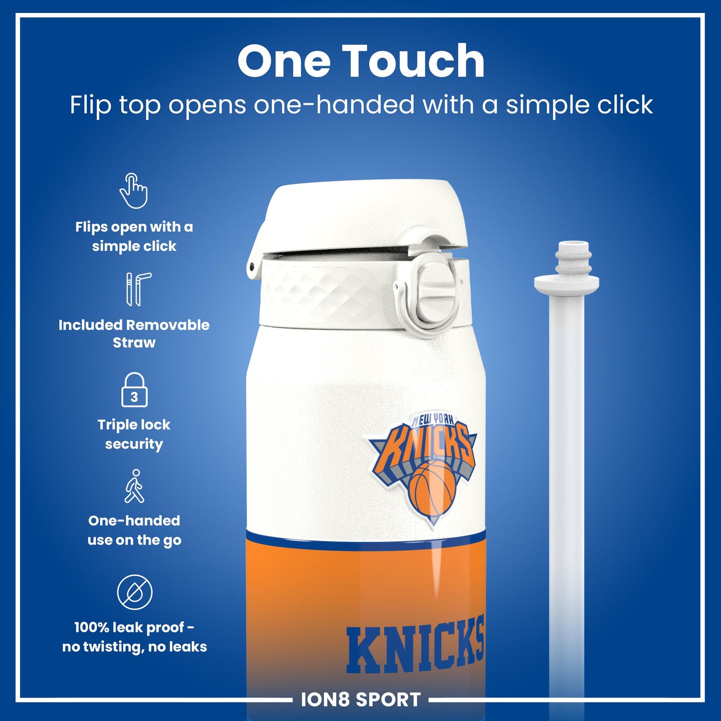 NBA x Ion8 Sports, Insulated Bottle, NY Knicks, 750ml (24oz)