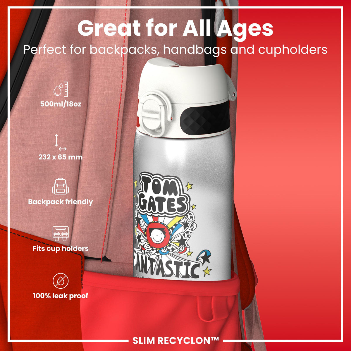 Tom Gates x ION8 Leakproof, Recyclon, Motivator, 500ml (18oz)