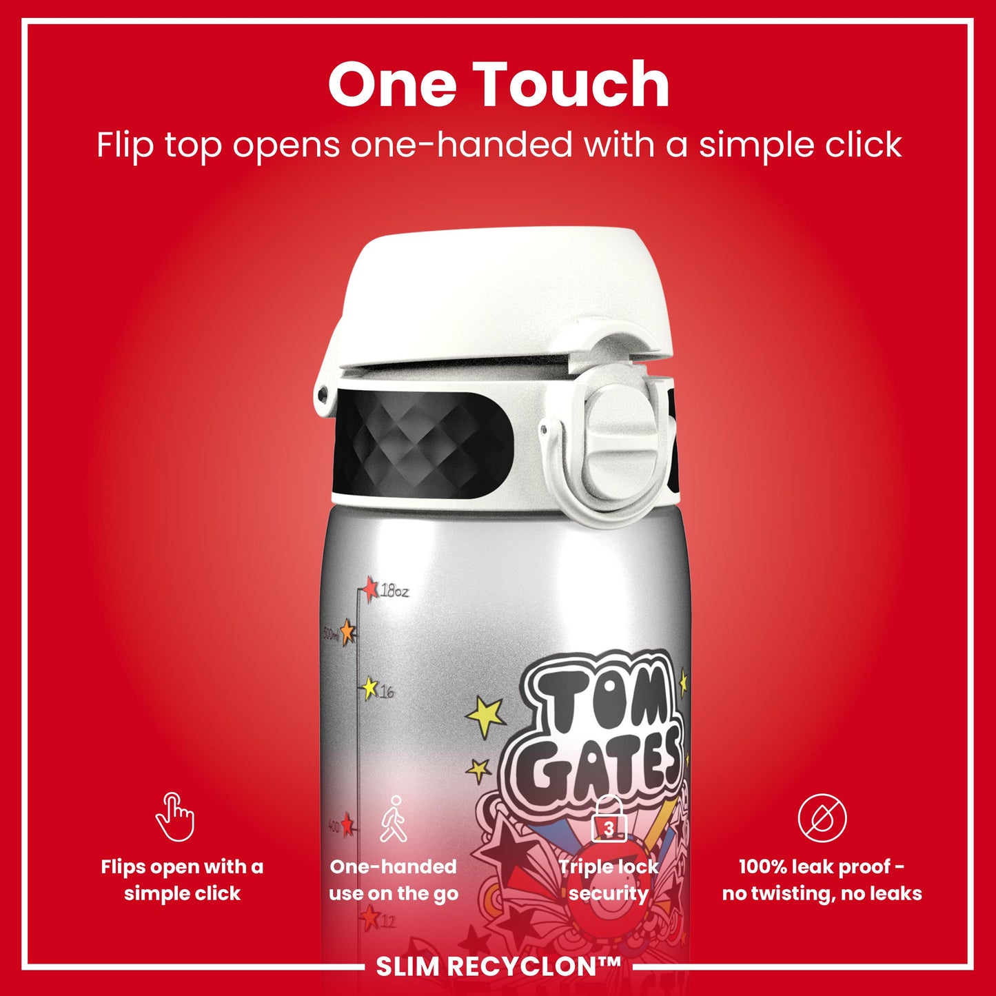 Tom Gates x Ion8 Leakproof, Recyclon, Motivator, 500ml (18oz)