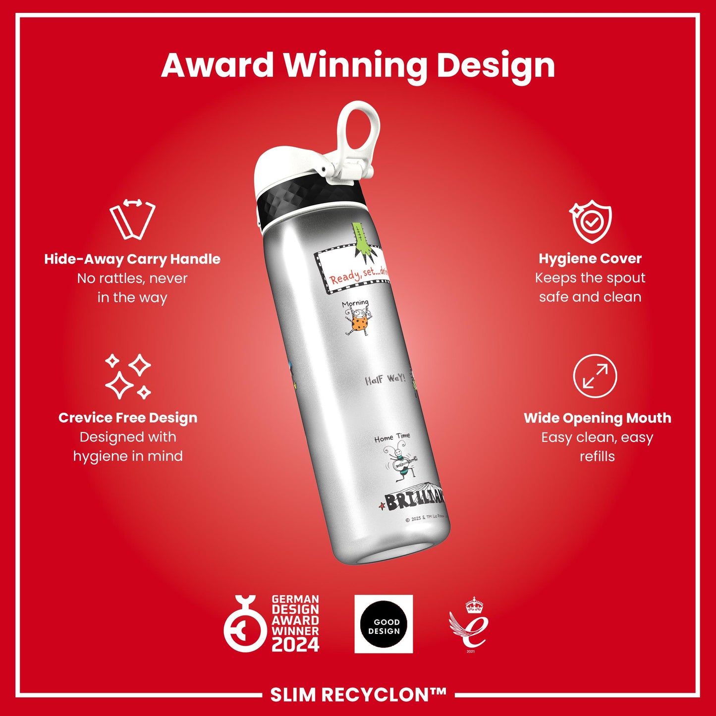 Tom Gates x Ion8 Leakproof, Recyclon, Motivator, 500ml (18oz)