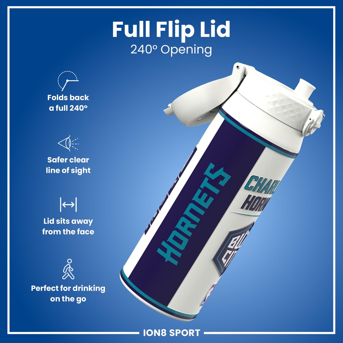 NBA x Ion8 Sports, Insulated Bottle, Charlotte Hornets, 750ml (24oz)