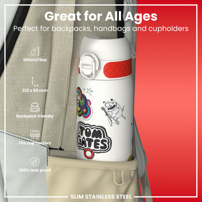 Tom Gates x Ion8 Water Bottle, Stainless Steel, Classic Monsters, 600ml (20oz)