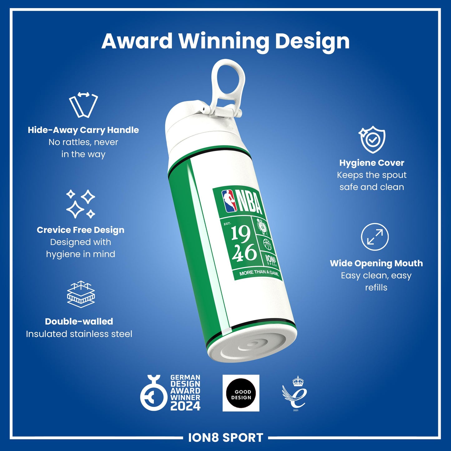 NBA x Ion8 Sports, Insulated Bottle, Boston Celtics, 750ml (24oz)