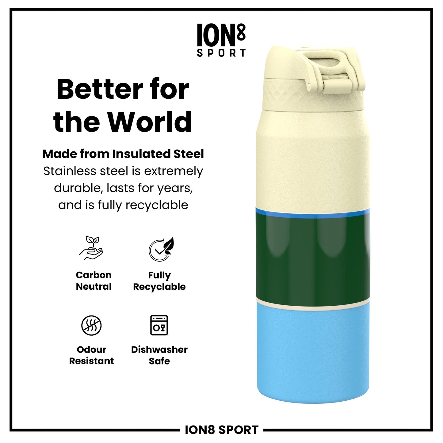 NBA x Ion8 Sports, Insulated Bottle, Milwaukee Bucks, 750ml (24oz)