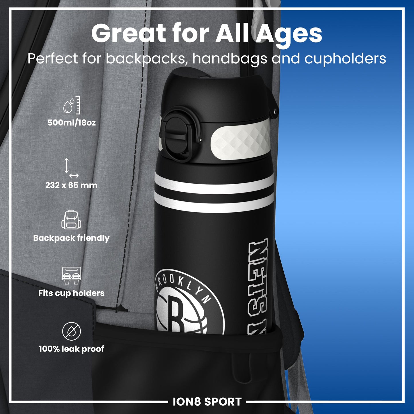 NBA x Ion8 Sports, Recyclon, Brooklyn Nets, 500ml (18oz)