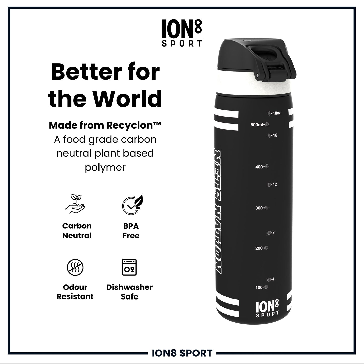 NBA x Ion8 Sports, Recyclon, Brooklyn Nets, 500ml (18oz)