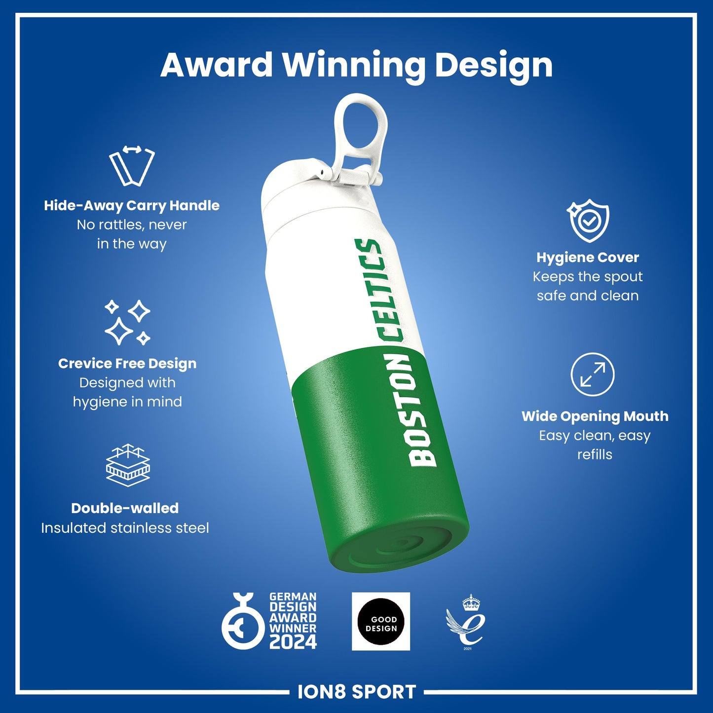 NBA x Ion8 Sports, Insulated Bottle, Boston Celtics, 750ml (24oz)