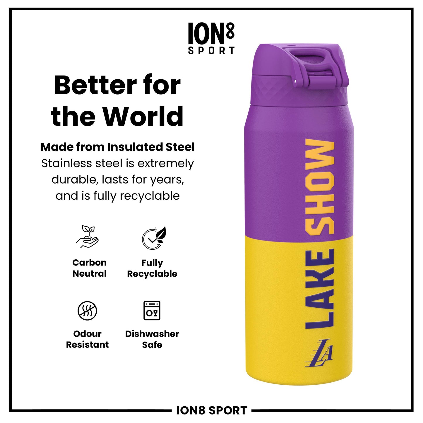 NBA x Ion8 Sports, Insulated Bottle, LA Lakers, 750ml (24oz)