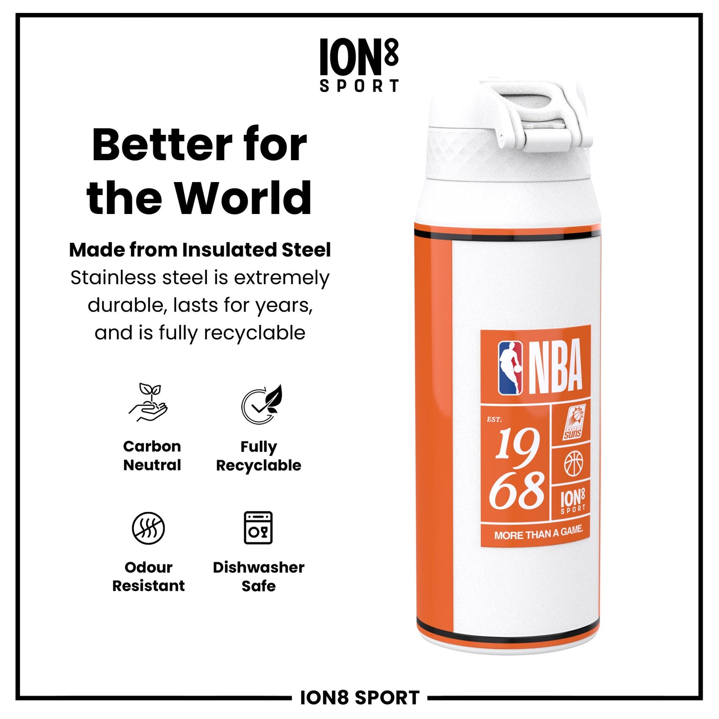 NBA x Ion8 Sports, Insulated Bottle, Phoenix Suns, 750ml (24oz)