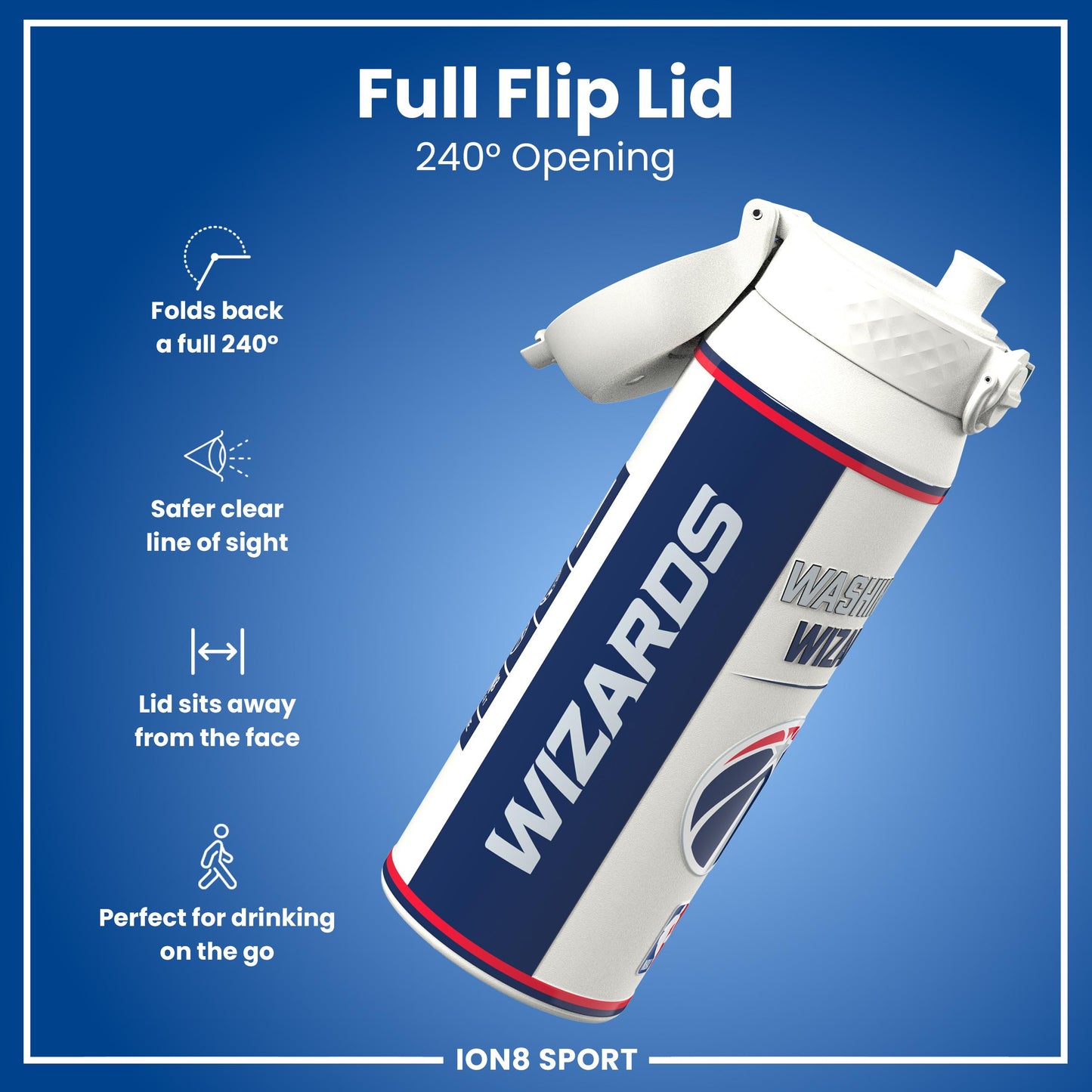NBA x Ion8 Sports, Insulated Bottle, D.C Wizards, 750ml (24oz)