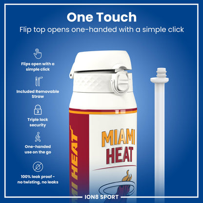 NBA x Ion8 Sports, Insulated Bottle, Miami Heat, 750ml (24oz)