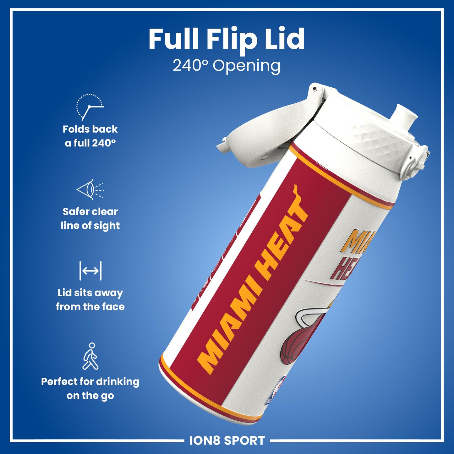 NBA x Ion8 Sports, Insulated Bottle, Miami Heat, 750ml (24oz)