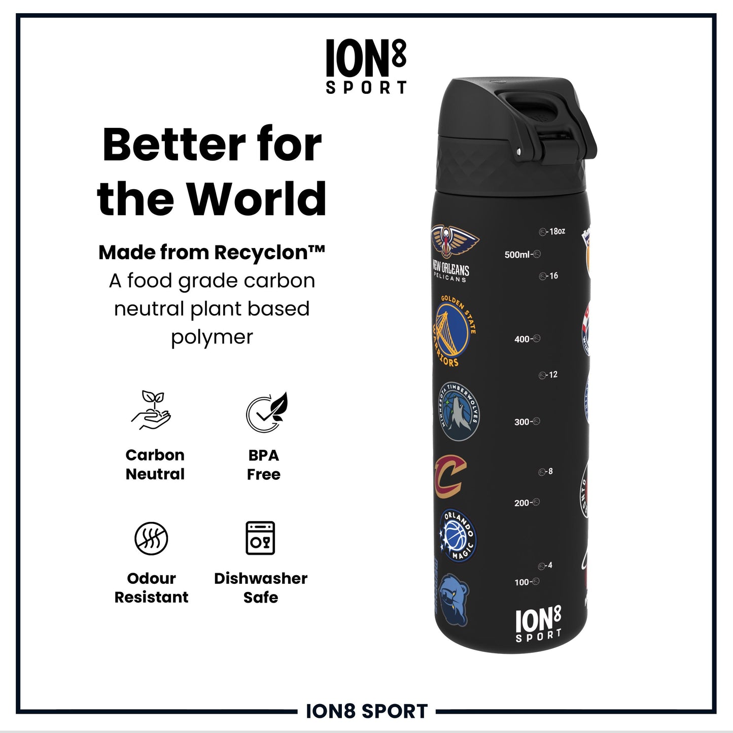 NBA x Ion8 Sports, Recyclon, Multi Teams, 500ml (18oz)