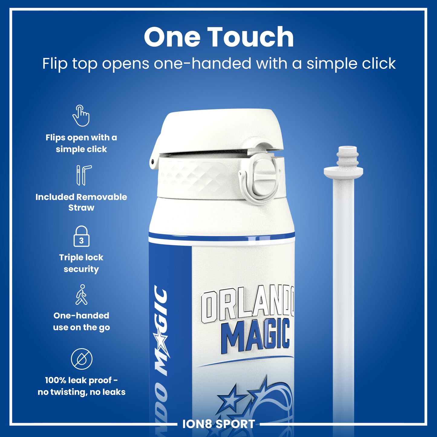NBA x Ion8 Sports, Insulated Bottle, Orlando Magic, 750ml (24oz)