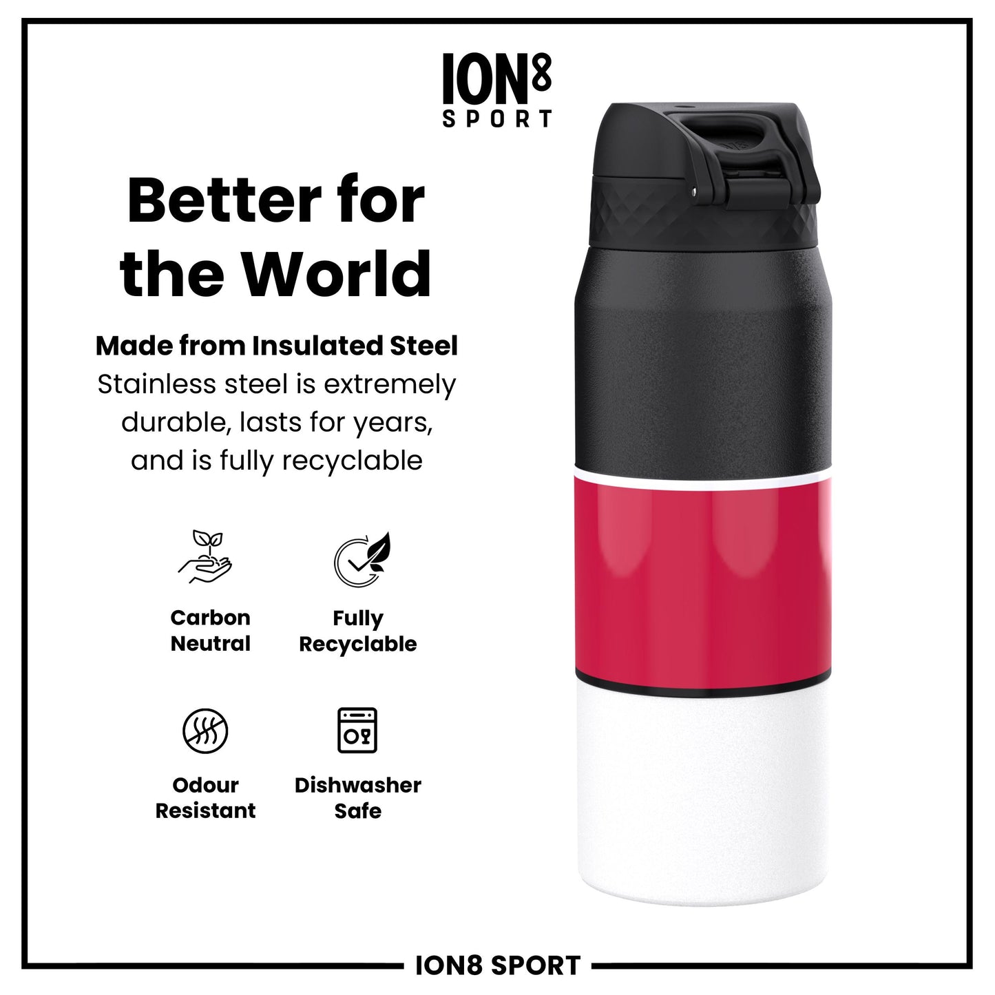 NBA x Ion8 Sports, Insulated Bottle, Chicago Bulls, 750ml (24oz)