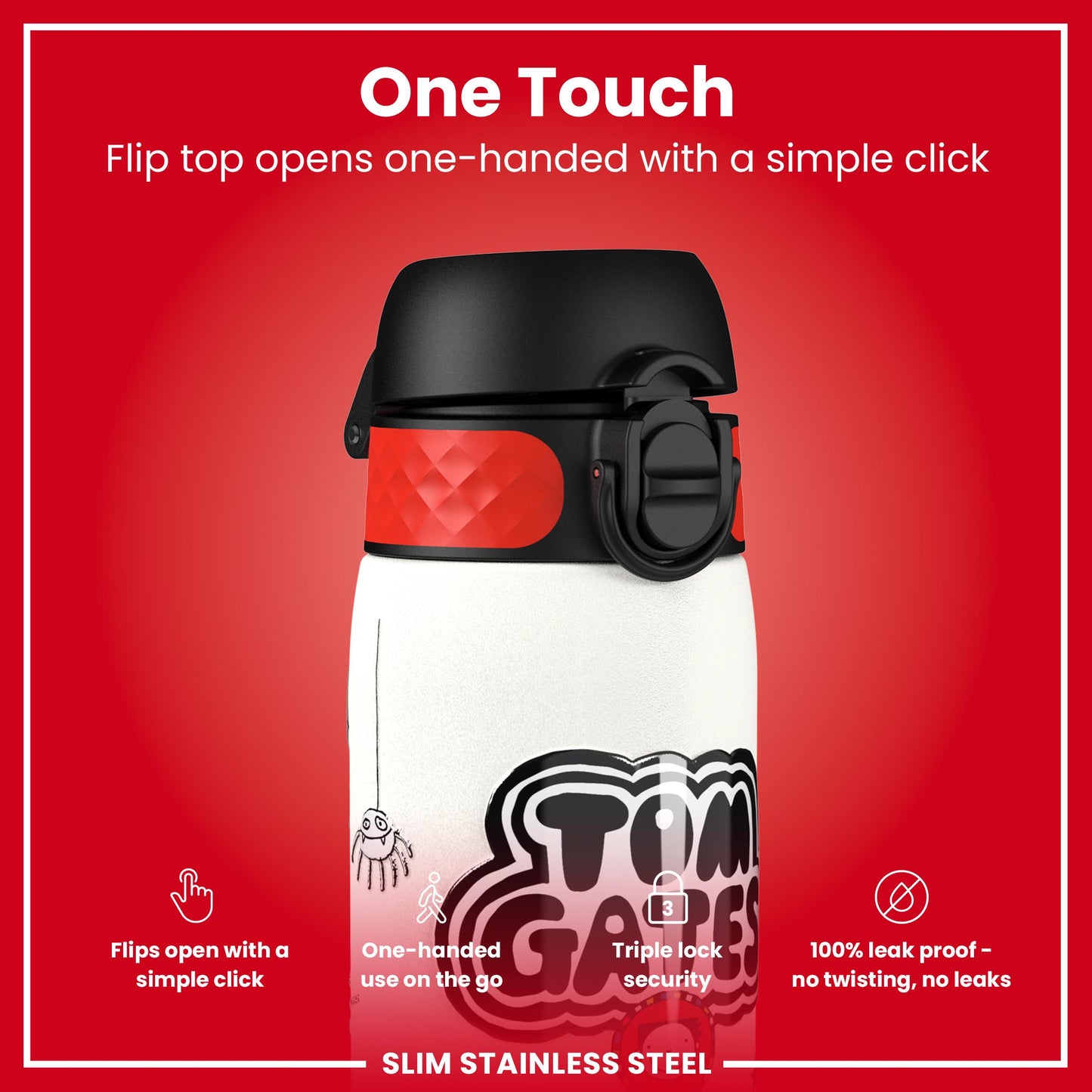 Tom Gates x Ion8 Water Bottle, Stainless Steel, Rockstar, 600ml (20oz)