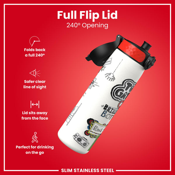 Tom Gates x ION8 Water Bottle, Stainless Steel, Rockstar, 600ml (20oz)