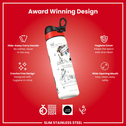 Tom Gates x Ion8 Water Bottle, Stainless Steel, Rockstar, 600ml (20oz)