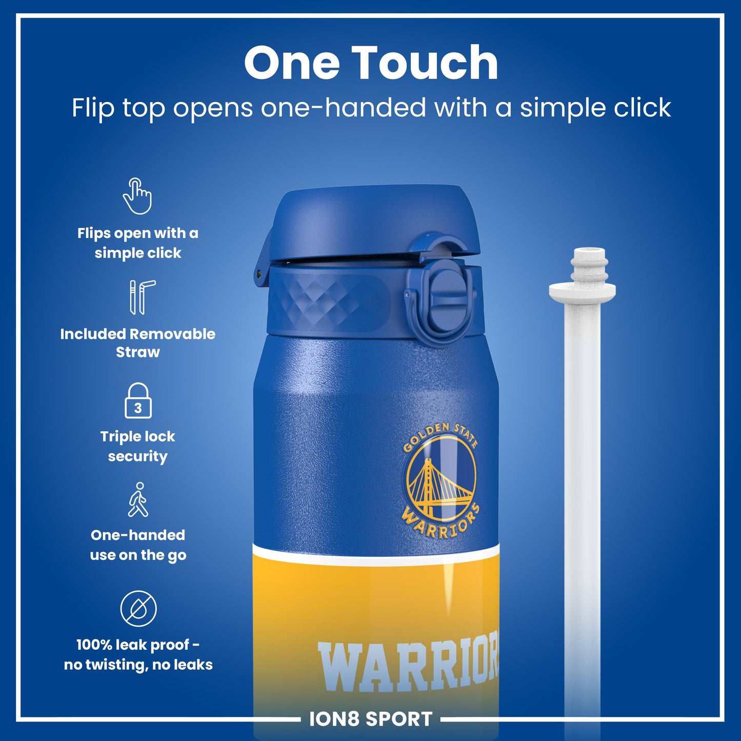 NBA x Ion8 Sports, Insulated Bottle, GS Warriors, 750ml (24oz)