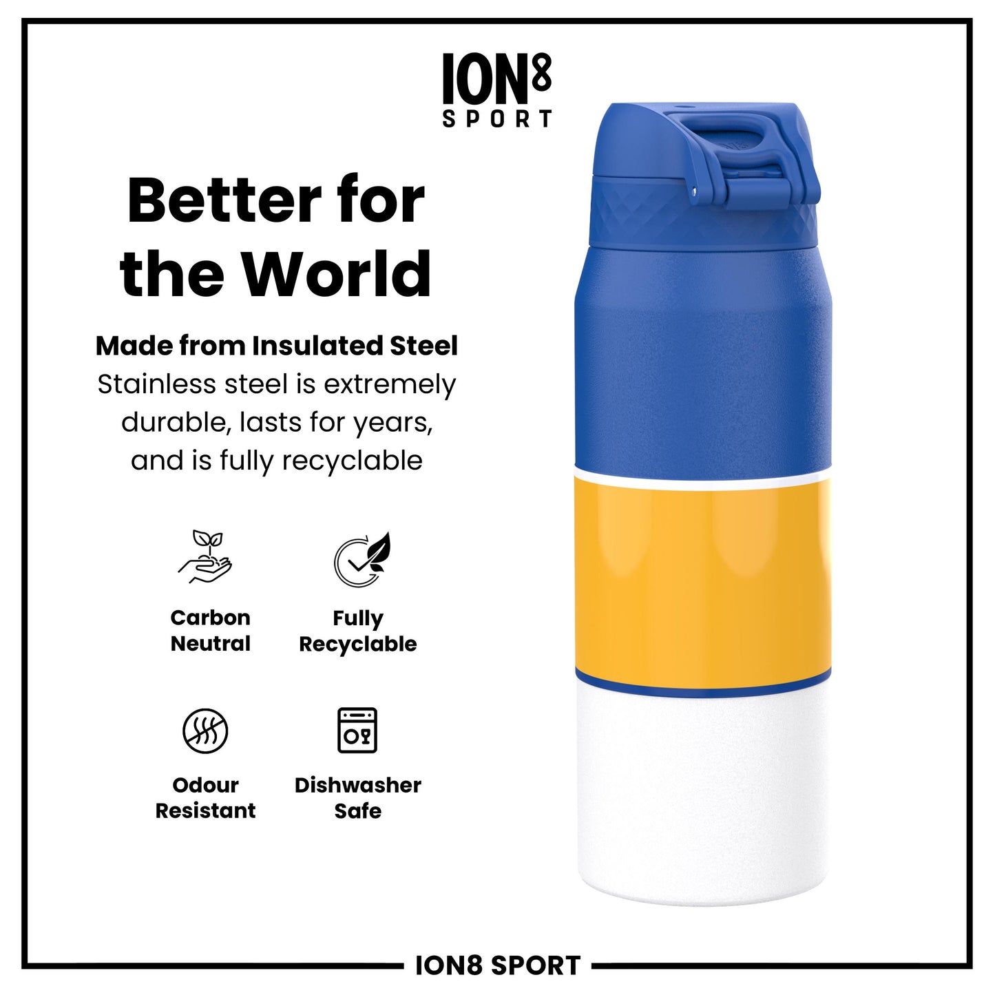 NBA x Ion8 Sports, Insulated Bottle, GS Warriors, 750ml (24oz)