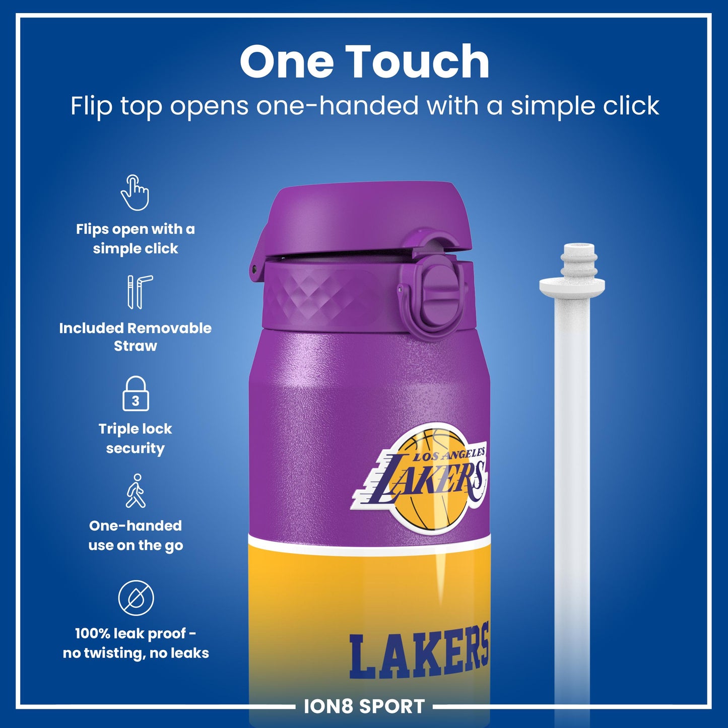 NBA x Ion8 Sports, Insulated Bottle, LA Lakers, 750ml (24oz)
