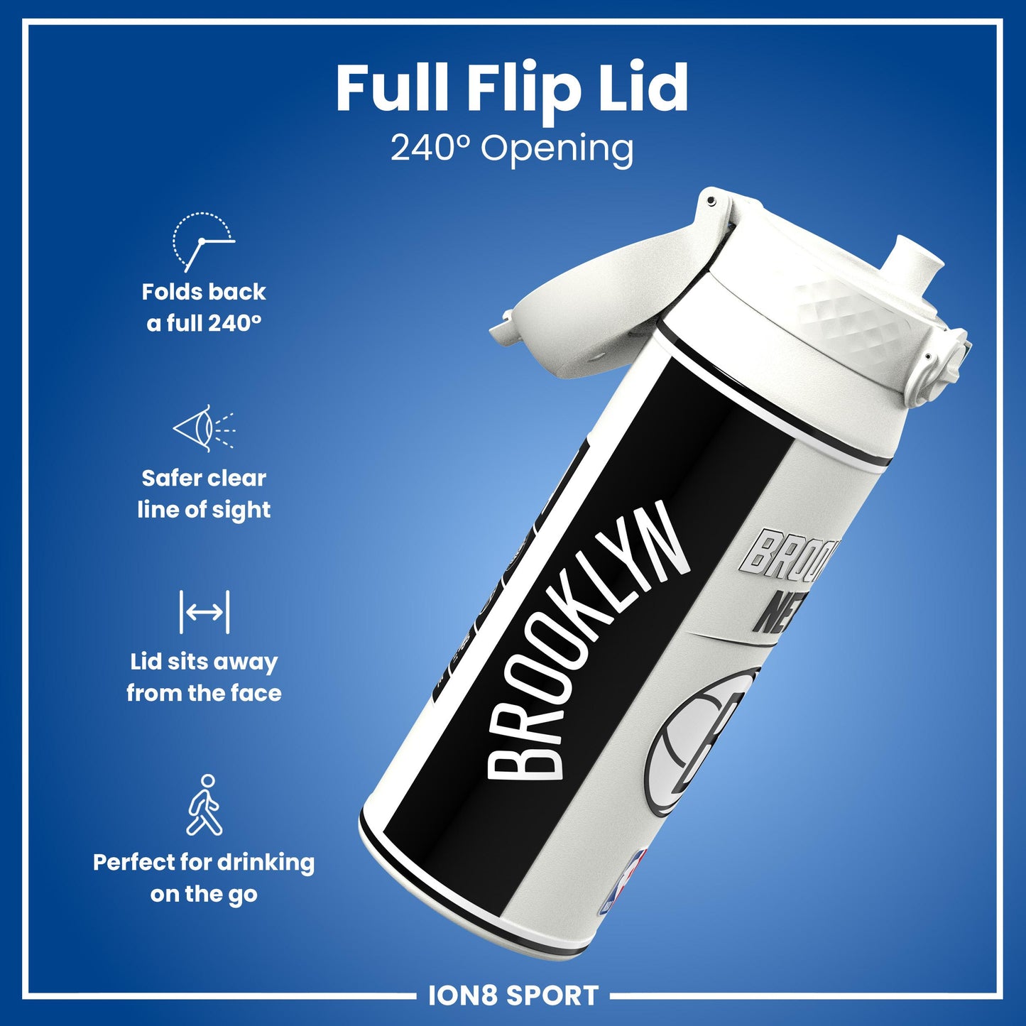 NBA x Ion8 Sports, Insulated Bottle, Brooklyn Nets, 750ml (24oz)