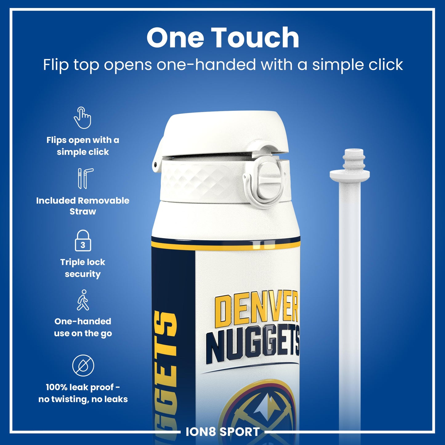 NBA x Ion8 Sports, Insulated Bottle, Denver Nuggets, 750ml (24oz)