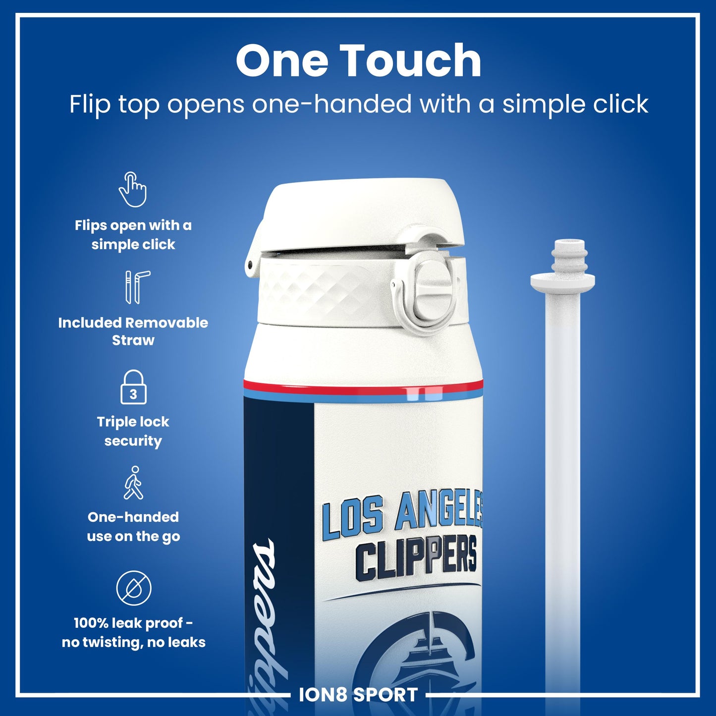 NBA x Ion8 Sports, Insulated Bottle, LA Clippers, 750ml (24oz)