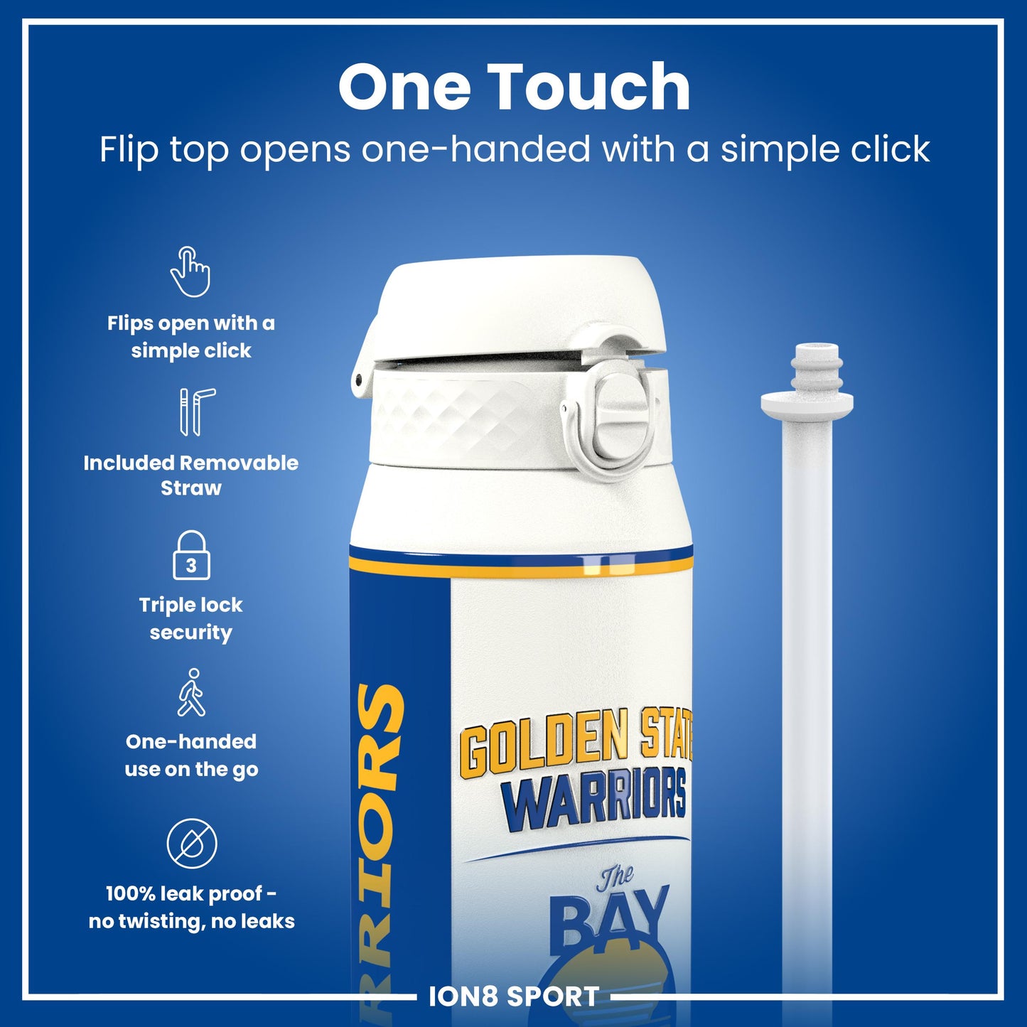 NBA x Ion8 Sports, Insulated Bottle, GS Warriors, 750ml (24oz)