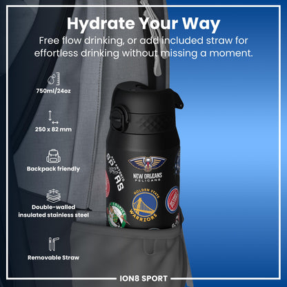 NBA x Ion8 Sports, Insulated Bottle, Multi Teams, 750ml (24oz)