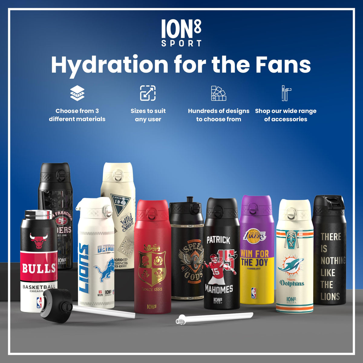 NBA x ION8, Insulated Steel Bottle, Multi Teams, 750ml (24oz)