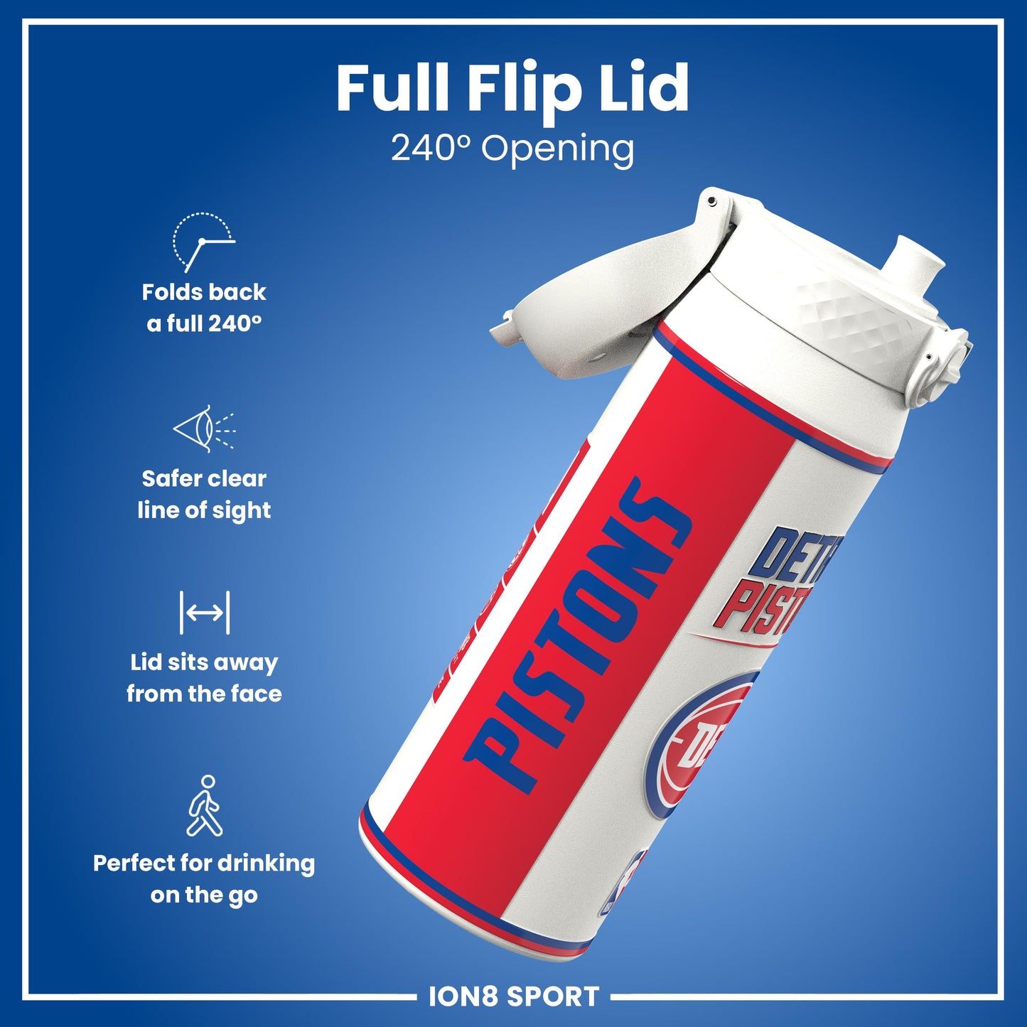 NBA x Ion8 Sports, Insulated Bottle, Detroit Pistons, 750ml (24oz)
