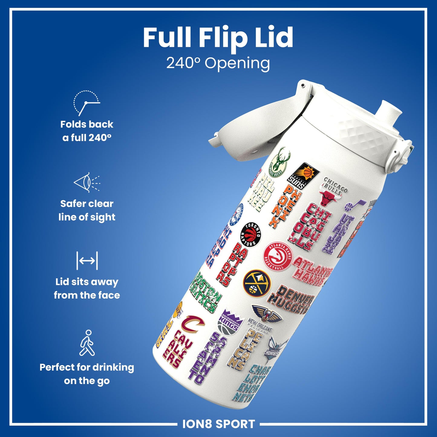 NBA x Ion8 Sports, Insulated Bottle, Patch Logos, 750ml (24oz)