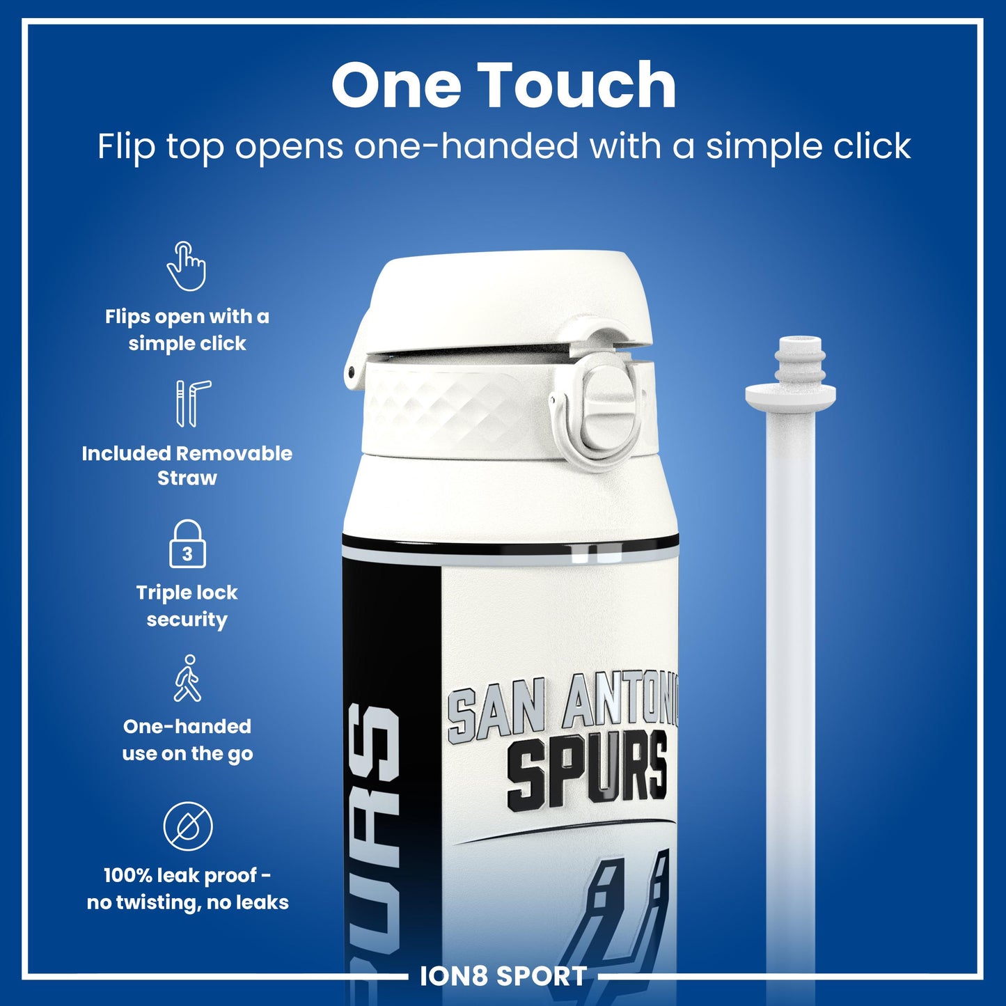 NBA x Ion8 Sports, Insulated Bottle, SA Spurs, 750ml (24oz)