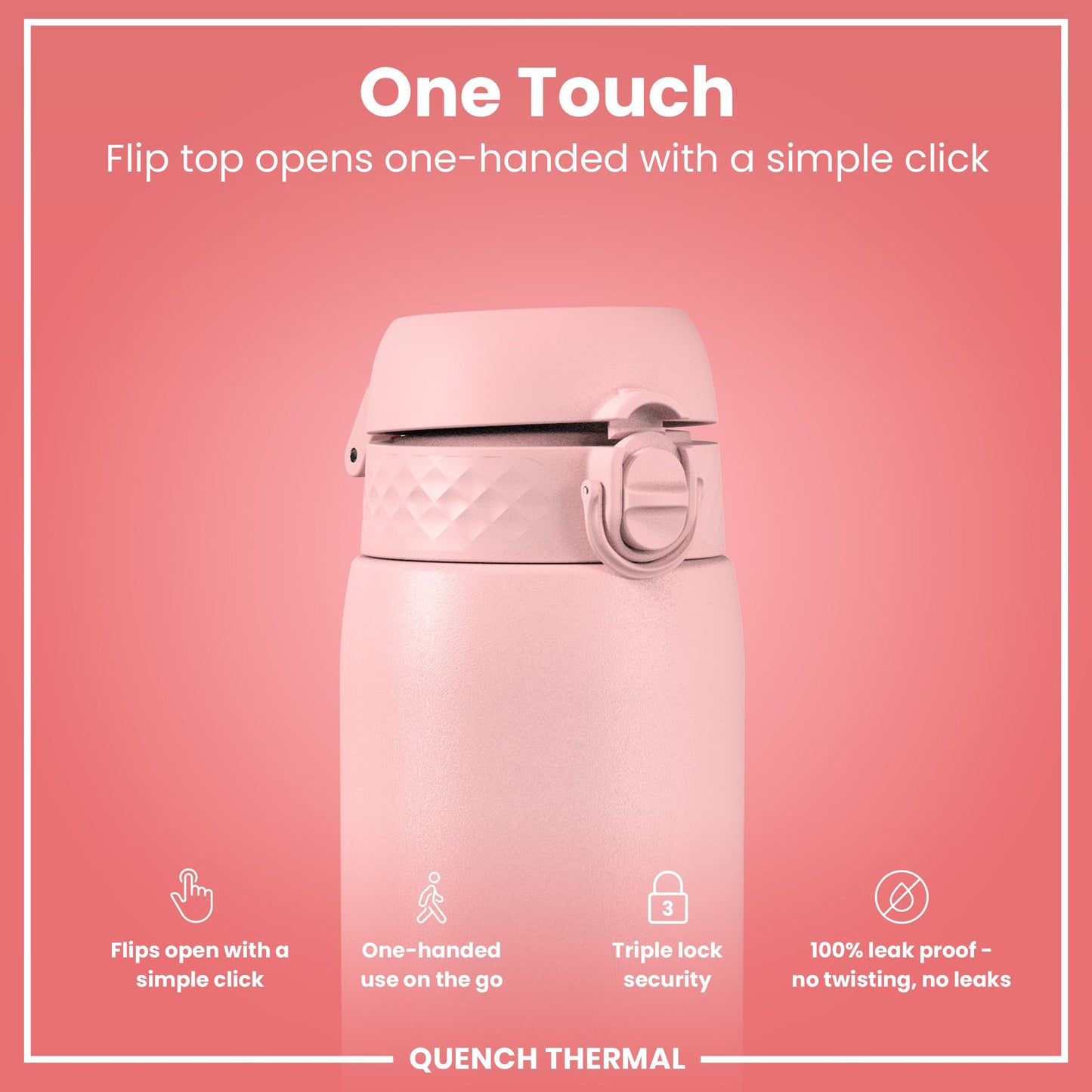 Leak Proof 1 Litre Thermal Water Bottle, Insulated, Rose Quartz, 1L