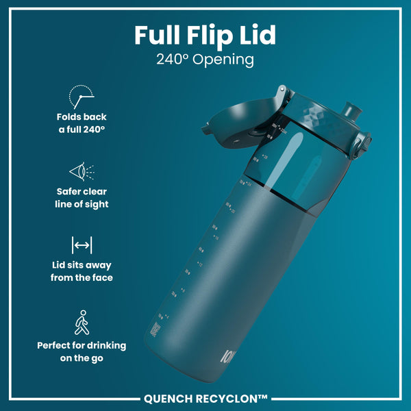 Leak Proof 1 litre Water Bottle, Recyclon, Half-Cut, Teal, 1L