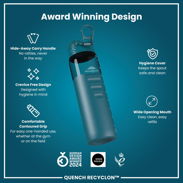Leak Proof 1 litre Water Bottle, Recyclon, Half-Cut, Teal, 1L